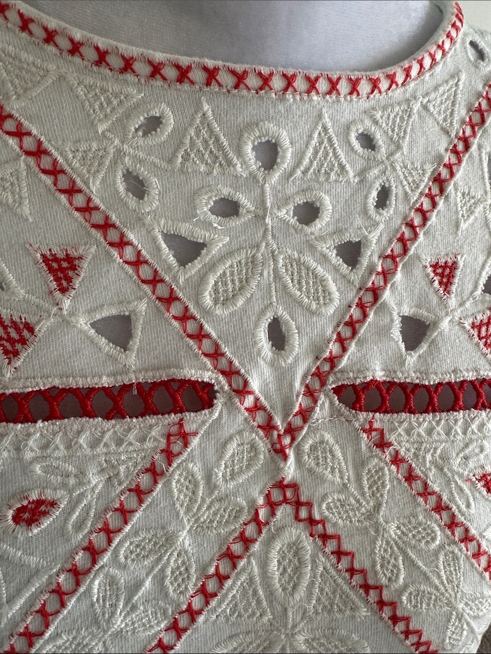 Anthropologie White Eyelet Blouse with Red Embroidery - Picture 10 of 10